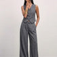 The Madison Pinstripe Wide-Leg Trousers - Gray