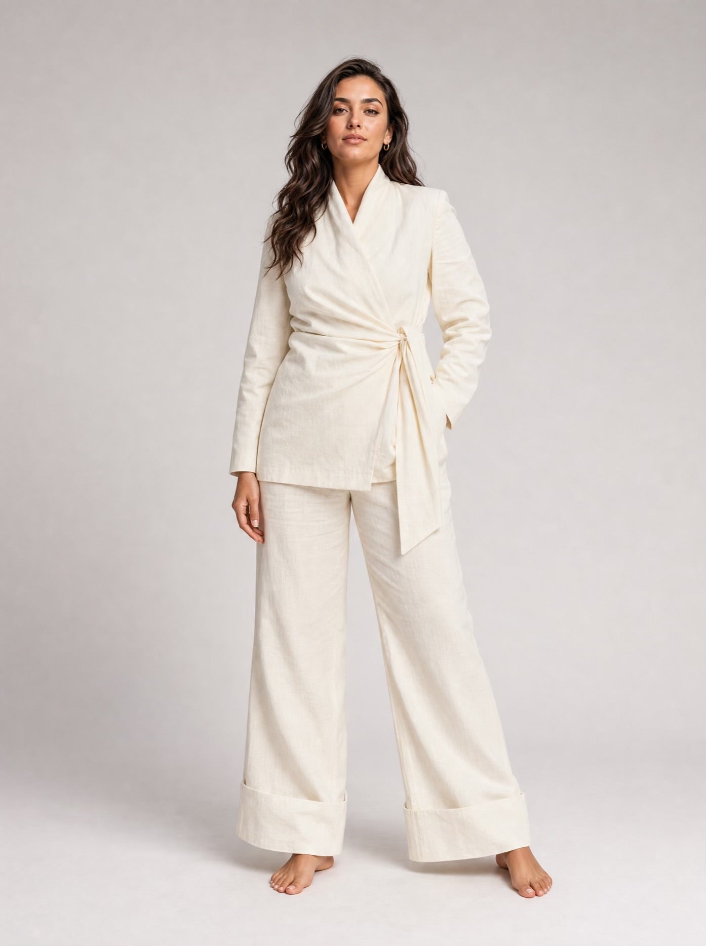 Kimono Offwhite Linen Suit