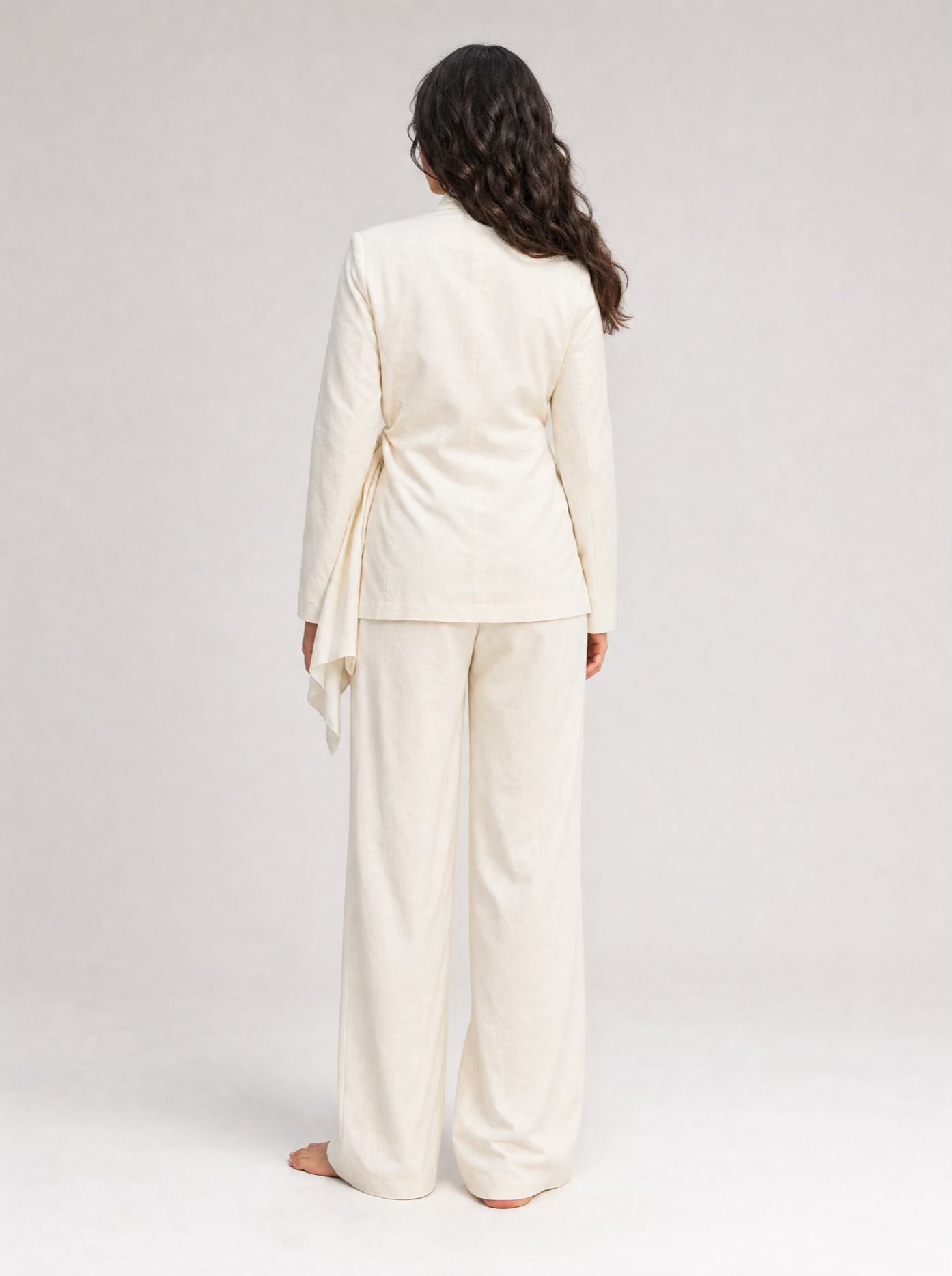 Kimono Premium Linen Blazer - Offwhite