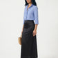 [BUNDLE] Sky Blue Ruffle Blouse & Black Satin Maxi Skirt
