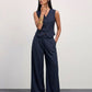 The Madison Pinstripe Wide-Leg Trousers