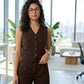 Brown Classic Vest & Pleated Straight Pants Set - Hushy Wear