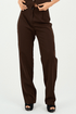 Brown Pleated Straight - Leg Trousers - Hushy Wear