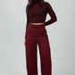 Burgandy High - Waist Classic Trousers - Hushy Wear
