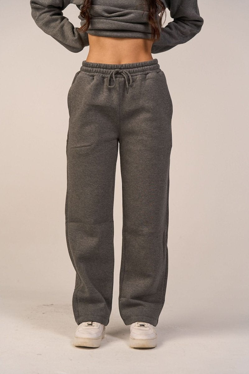 Crew Neck Pullover & Sweatpants - Set - Gray - Hushy Wear