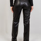Faux Leather Wide Leg Pants - Black - Hushy Wear