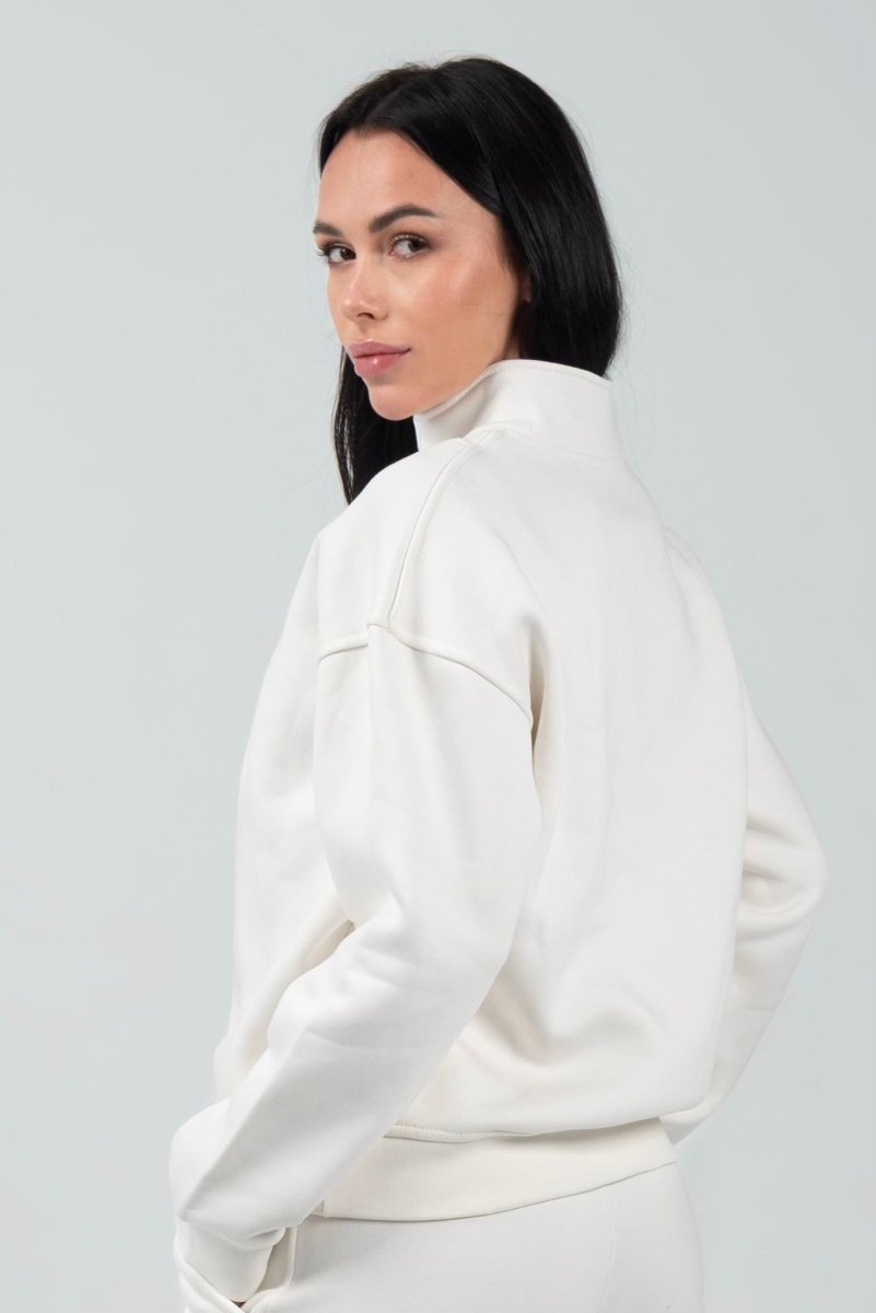 Half - Zip Lounge Top – Off - White - Hushy Wear
