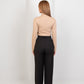 High - Neck Long Sleeve Top - Beige - Hushy Wear
