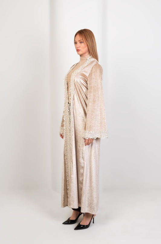 Hushy Velvet Kaftan - Beige - Hushy Wear