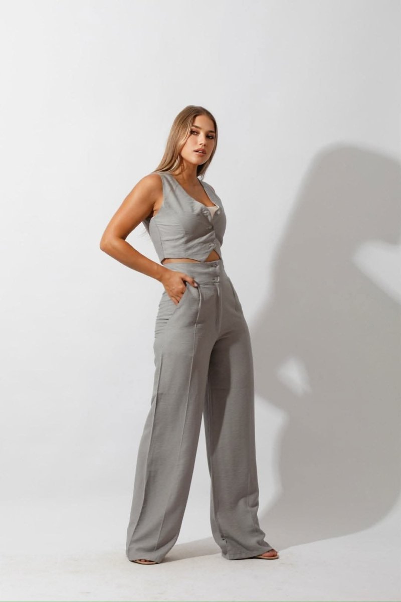 Linen Vest Only - Gray - Hushy Wear