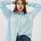 Oversized Shirt In Baby Blue - Hushy Wear