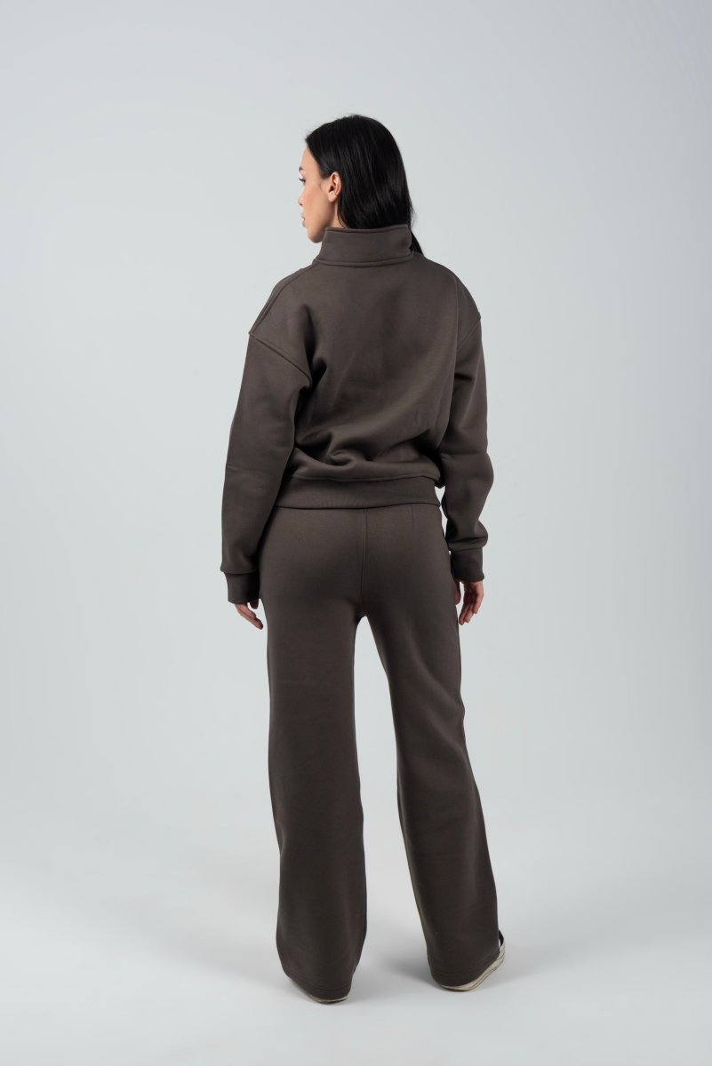 Relaxed Fit Half - Zip Sweater & Pants Set – Charcoal - Hushy Wear