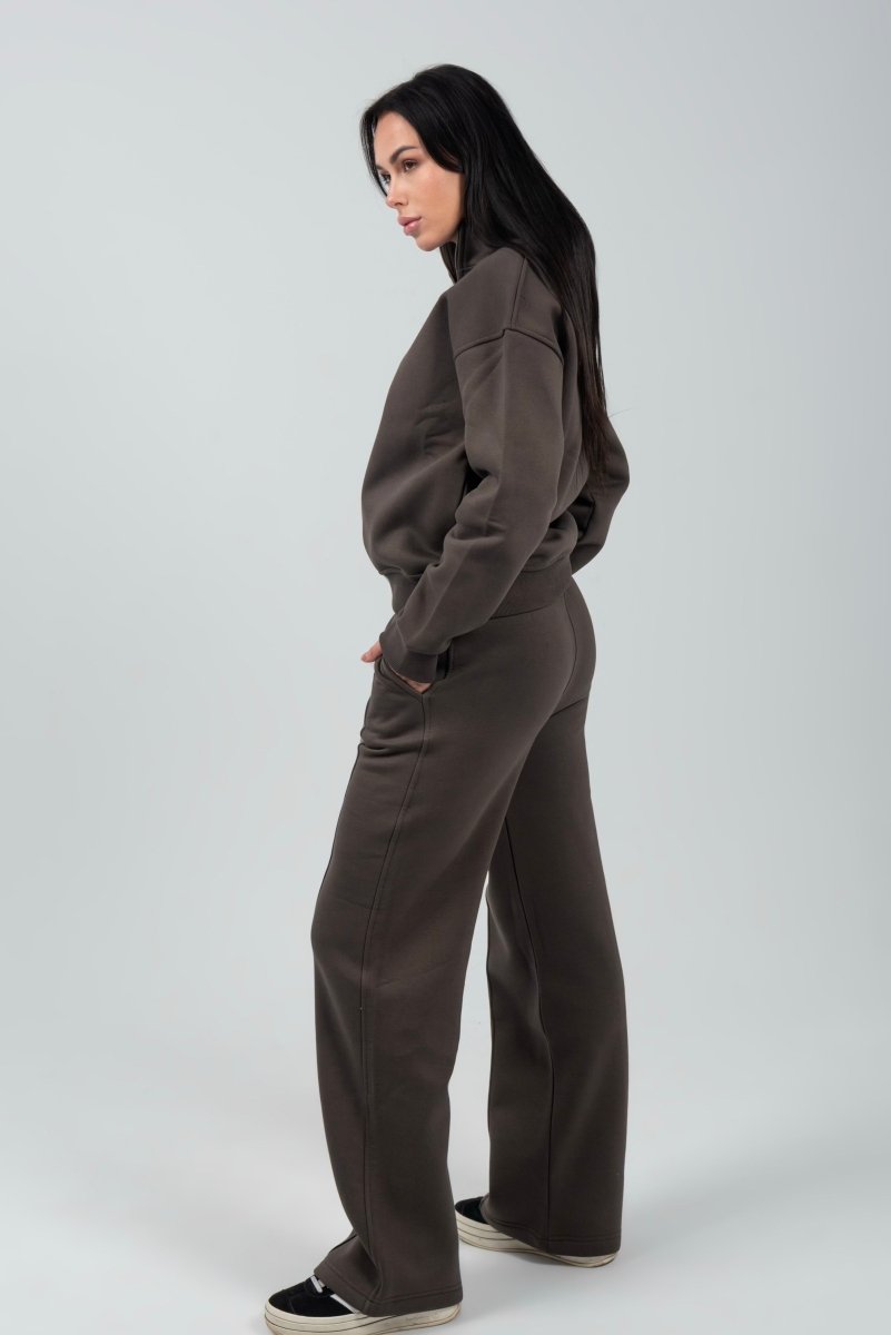 Relaxed Fit Half - Zip Sweater & Pants Set – Charcoal - Hushy Wear