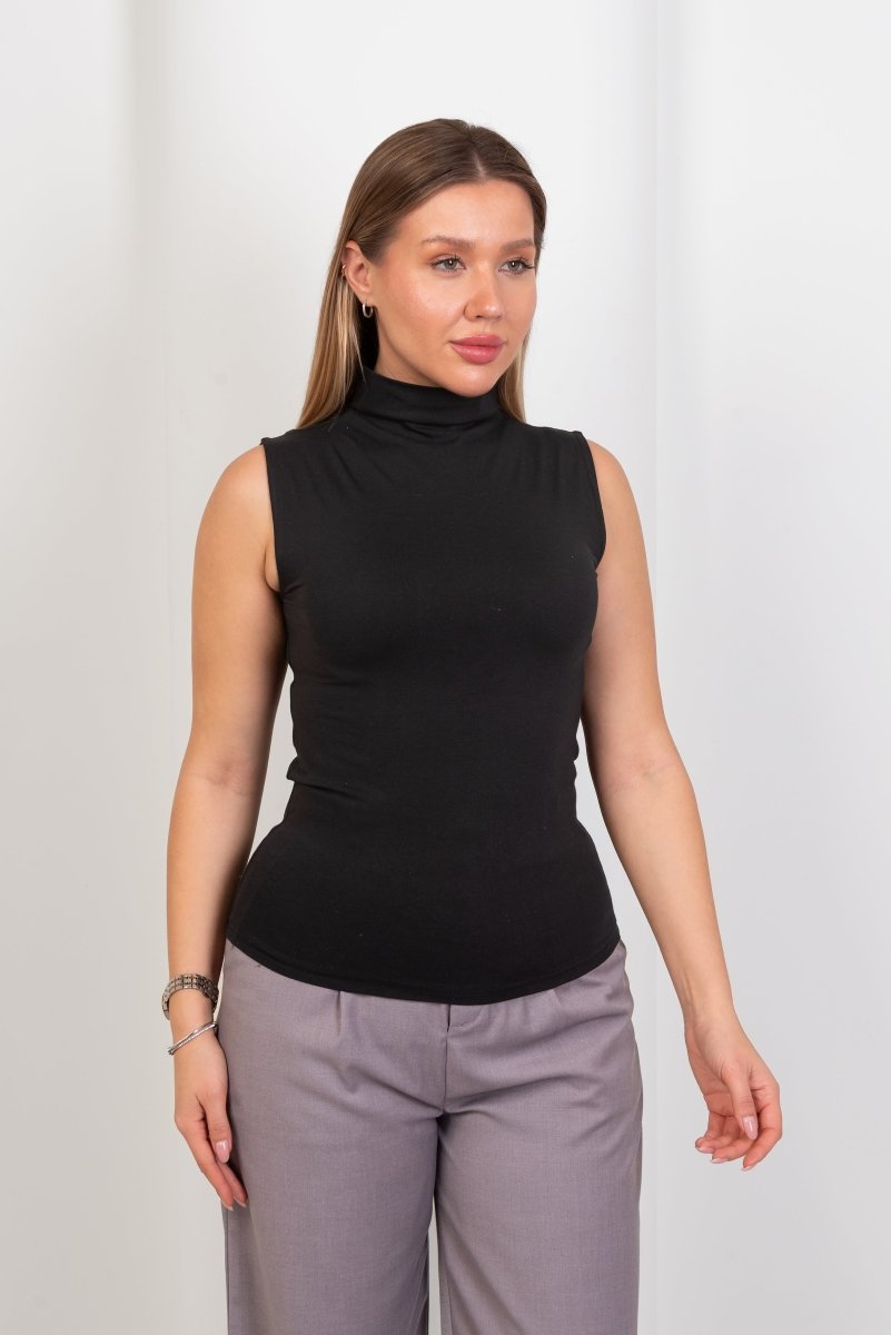 Sleeveless Basic Top - Black - Hushy Wear