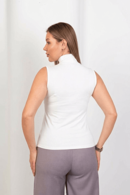 Sleeveless Basic Top - White - Hushy Wear