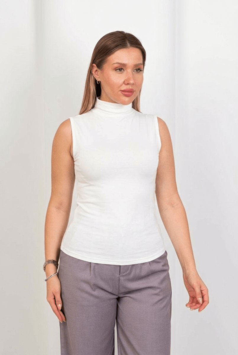 Sleeveless Basic Top - White - Hushy Wear