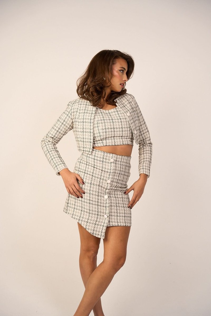 Tweed Top - White - Hushy Wear