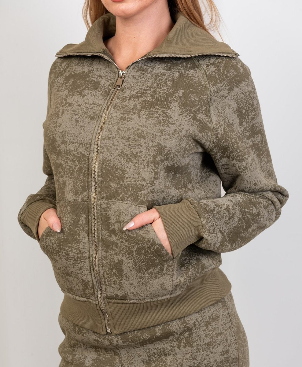 Vintage Wash Zip - Up Top – Olive - Hushy Wear