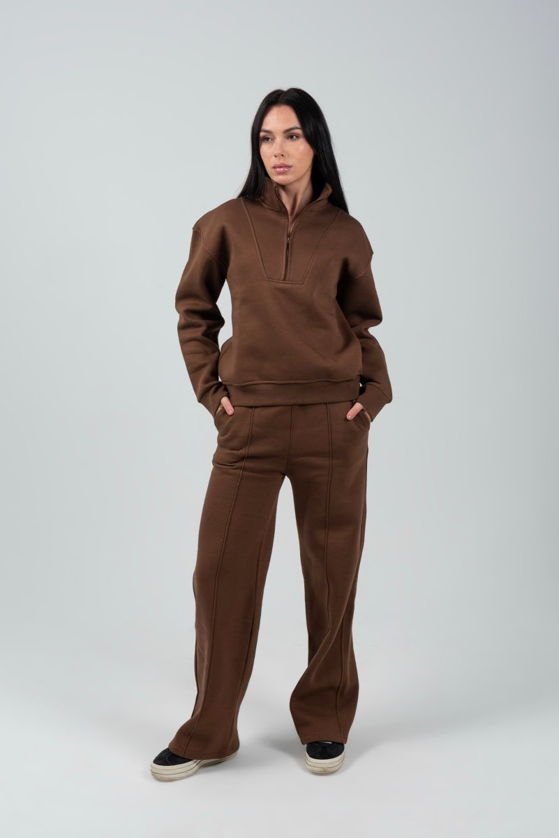 Wide - Leg Lounge Sweatpants – Mocha - Hushy Wear